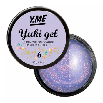 Y.ME Гель пастельного оттенка с хлопьями Yuki в составе