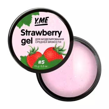 Y.ME Твёрдый материал нежно розового цвета с мелкой поталью в составе Strawberry Gel