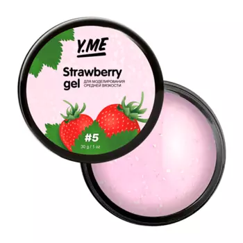 Y.ME Твёрдый материал нежно розового цвета с мелкой поталью в составе Strawberry Gel