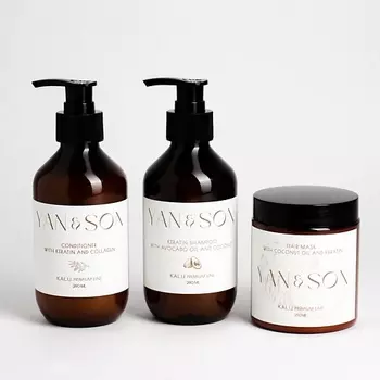 YAN&SON Шампунь, кондиционер и маска для интенсивного восстановления и питания волос