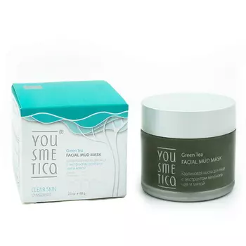 YOUSMETICA Каолиновая маска для лица с экстрактом Зелёного чая и мятой