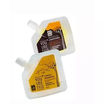 YOUSMETICA Набор для волос: шампунь Куркума и Зелёный чай кондиционер против выпадения