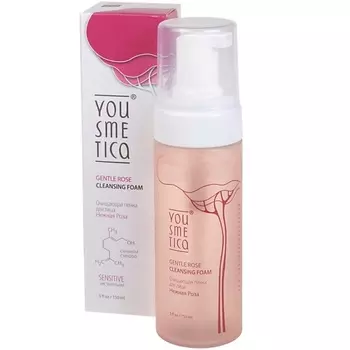 YOUSMETICA Пенка для лица очищающая Нежная Роза Face Cleansing Foam Tender Rose