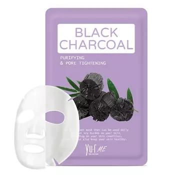 YU.R Тканевая маска для лица с экстрактом угля ME Black Charcoal Sheet Mask 25.0