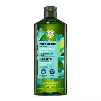 YVES ROCHER Шампунь ЧИСТЫЙ ДЕТОКС с Водорослями БИО - Без Cульфатов - Для нормальных и жирных волос 300.0