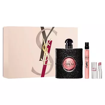 YVES SAINT LAURENT Набор Black Opium: Парфюмерная вода + Миниатюра + Помада Loveshine