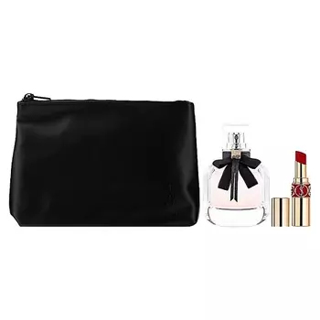 YVES SAINT LAURENT Набор Mon Paris: Парфюмерная вода + Помада Rouge Volupte Shine + Косметичка
