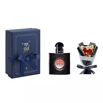 YVES SAINT LAURENT Парфюмерный набор Black Opium +Букет+Коробка