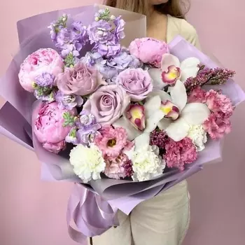 ЗАЦВЕТАЙ. ЦВЕТОЧНЫЙ БУТИК "Букет для милой Феи" на основе орхидей и пионов