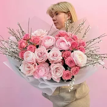 ЗАЦВЕТАЙ. ЦВЕТОЧНЫЙ БУТИК Премиум букет «Розовое шампанское»