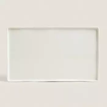 ZARA HOME Белый поднос из керамики с рельефным узором для ванной 1.0