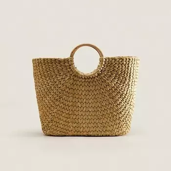 ZARA HOME Большая сумка-тоут из ротанга