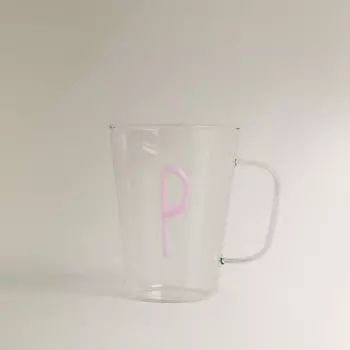 ZARA HOME Боросиликатная кружка с буквой P