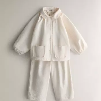 ZARA HOME Детский комплект пижамы из жатого хлопка с манжетами