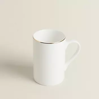ZARA HOME Фарфоровая кружка с золотой каймой