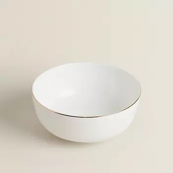 ZARA HOME Фарфоровая миска с золотой каймой