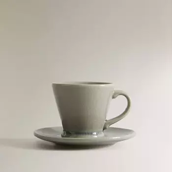 ZARA HOME Глазурованная керамическая чашка для эспрессо с блюдцем