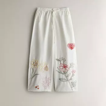 ZARA HOME Хлопчатобумажные брюки с вышивкой