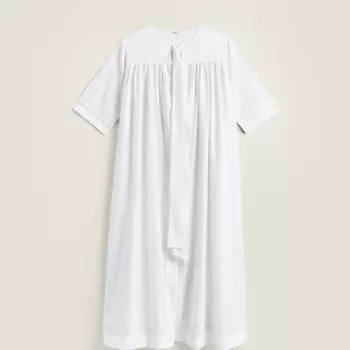 ZARA HOME Хлопчатобумажный халат косого кроя с кружевной отделкой