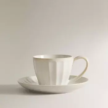 ZARA HOME Керамическая чашка и блюдце с рельефным рисунком