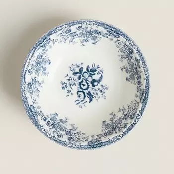 ZARA HOME Керамическая глубокая тарелка с цветочным узором 18.5 x 5 x 18.5