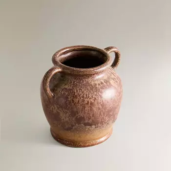 ZARA HOME Керамическая ваза с ручками низкая