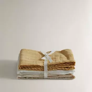 ZARA HOME Комплект детских муслиновых салфеток с цветочным рисунком