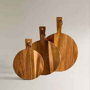 ZARA HOME Круглая деревянная разделочная доска с ручкой 26 x 1 x 37