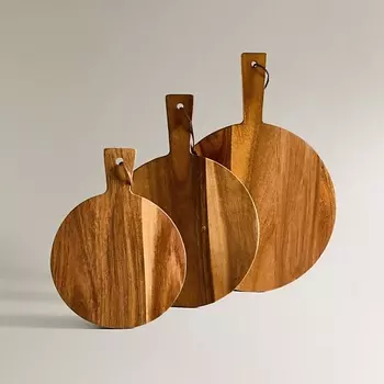 ZARA HOME Круглая деревянная разделочная доска с ручкой 21 x 1 x 28