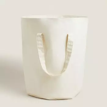 ZARA HOME Круглая корзина для белья из хлопка