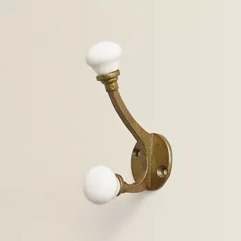 ZARA HOME Металлический настенный крючок с двумя керамическими деталями