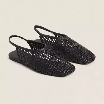 ZARA HOME Плетеные кожаные балетки с ремешком на щиколотке