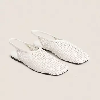 ZARA HOME Плетеные кожаные балетки с ремешком на щиколотке