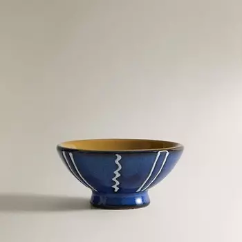 ZARA HOME Полосатая керамическая тарелка для закусок 7.2 x 3.5 x 7.2