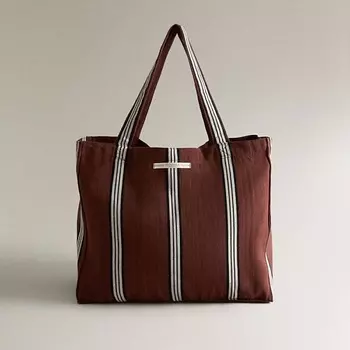 ZARA HOME Полосатая сумка-тоут из хлопка
