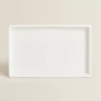 ZARA HOME Прямоугольный поднос из блестящей белой керамики для ванной 1.0