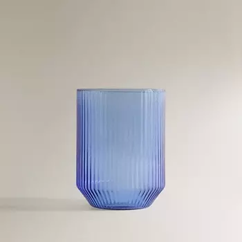 ZARA HOME Стакан из боросиликатного стекла с рельефными линиями, серый
