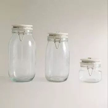 ZARA HOME Стеклянная кухонная банка с керамической крышкой 11.2 x 11.5 x 11.2