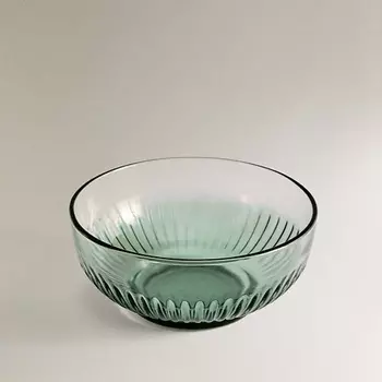 ZARA HOME Стеклянная миска с рельефным рисунком 14 x 6 x 5