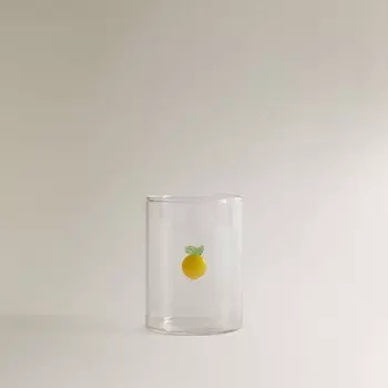 ZARA HOME Стеклянный стакан с декоративным элементом, лимон