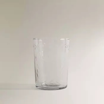ZARA HOME Стеклянный стакан с гравировкой и цветочным узором