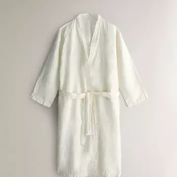 ZARA HOME Вышитый льняной халат