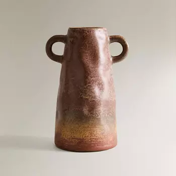 ZARA HOME Высокая керамическая ваза с ручками