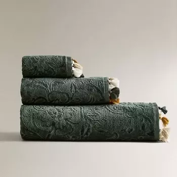 ZARA HOME Жаккардовое полотенце с кисточками 30 x 50