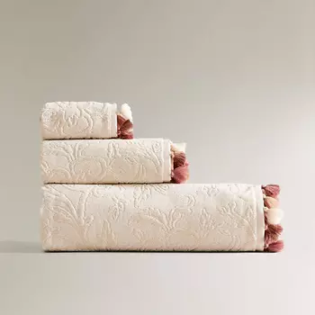 ZARA HOME Жаккардовое полотенце с кисточками 50 x 90