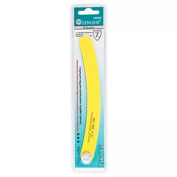 ZINGER Пилка прямая для натуральных и искусственных ногтей (желтый)