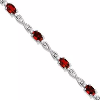 Браслет с гранатами и фианитами Линии Любви