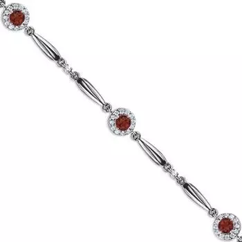 Браслет с гранатами и фианитами Линии Любви