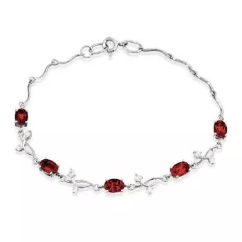 Браслет с гранатами и фианитами Линии Любви