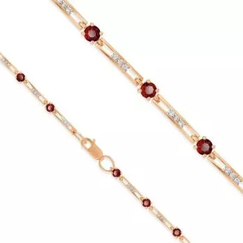 Браслет с гранатами и фианитами Линии Любви